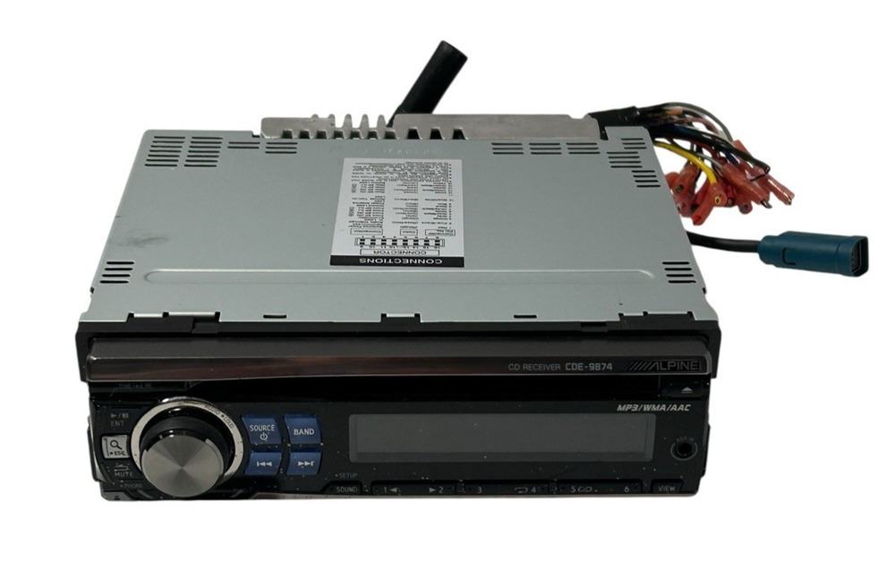 ALPINE CDE-9874 CD Player Car Stereo AUX/MP3/WMA/AAC Tested Working with HARNESS